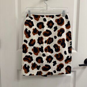 Talbots Leopard Print Pencil Skirt – Size 2 Petite – White/Black/Brown